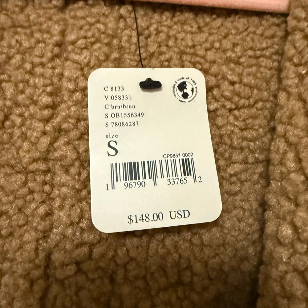 NWT- Free People Suede Sherpa Hooded Vest - Picture 5 of 9